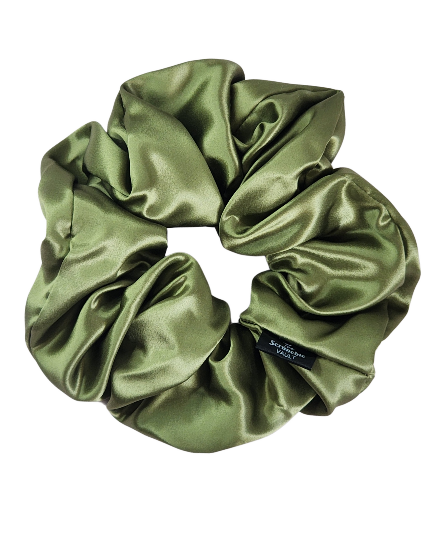 Botanical oversized mulberry silk scrunchie on white background – 6cm wide 22 momme silk scrunchie for women, botanical print, frizz-free hair tie Australia.