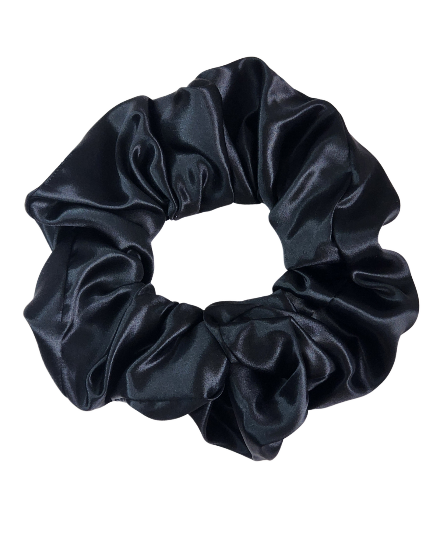 Onyx oversized mulberry silk scrunchie on white background – large 22 momme silk scrunchie for thick or curly hair, premium frizz-free accessory for women in Australia.