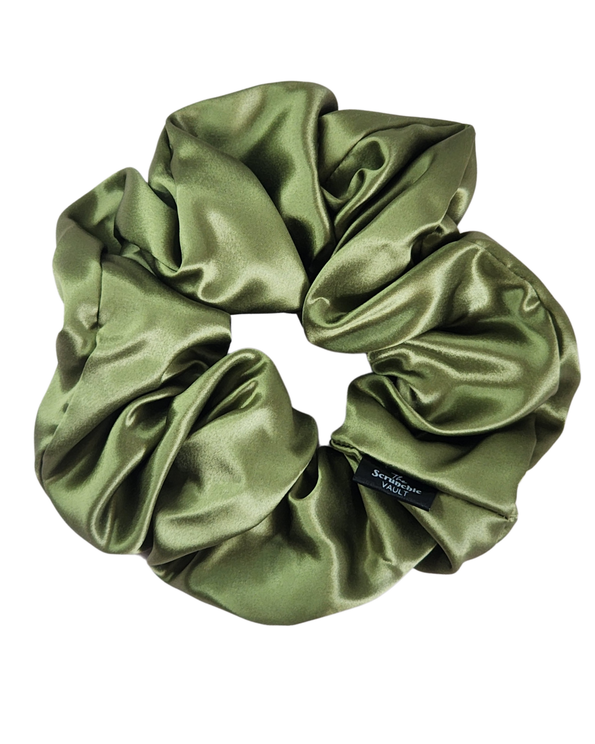 Botanical oversized mulberry silk scrunchie on white background – 6cm wide 22 momme silk scrunchie for women, botanical print, frizz-free hair tie Australia.