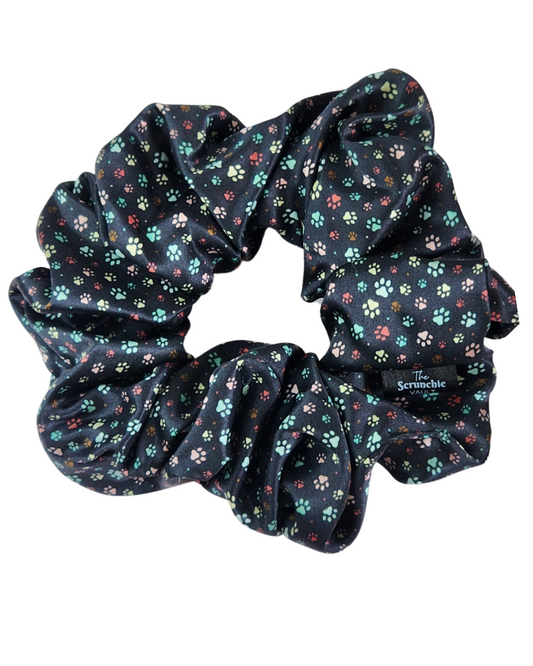 Little Paws oversized 22 momme mulberry silk scrunchie on white background – premium silk hair tie for women, frizz-free styling, gentle hold, available in Australia.
