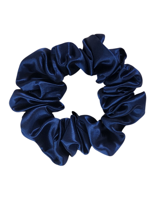 Midnight Tide classic mulberry silk scrunchie on white background – 22 momme silk scrunchie for women, perfect for frizz-free hair, luxury accessory in Australia.