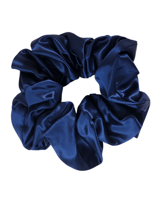 Midnight Tide oversized mulberry silk scrunchie on white background – oversized 22 momme silk scrunchie for thick hair, luxury hair accessory for women in Australia.