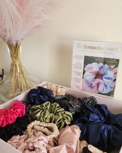 box full of the scrunchie vault silk scrunchies